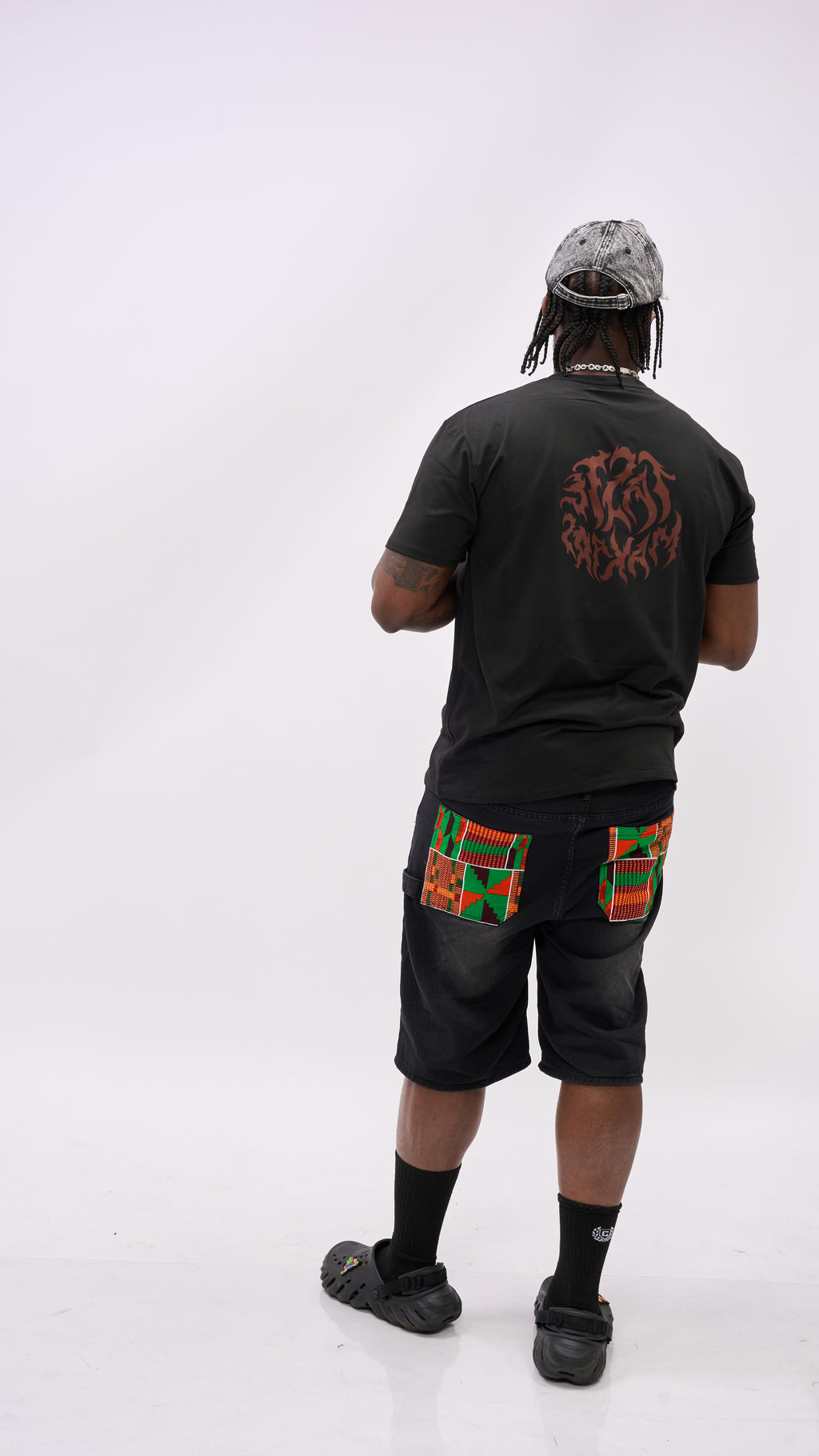 Kente Denim Shorts