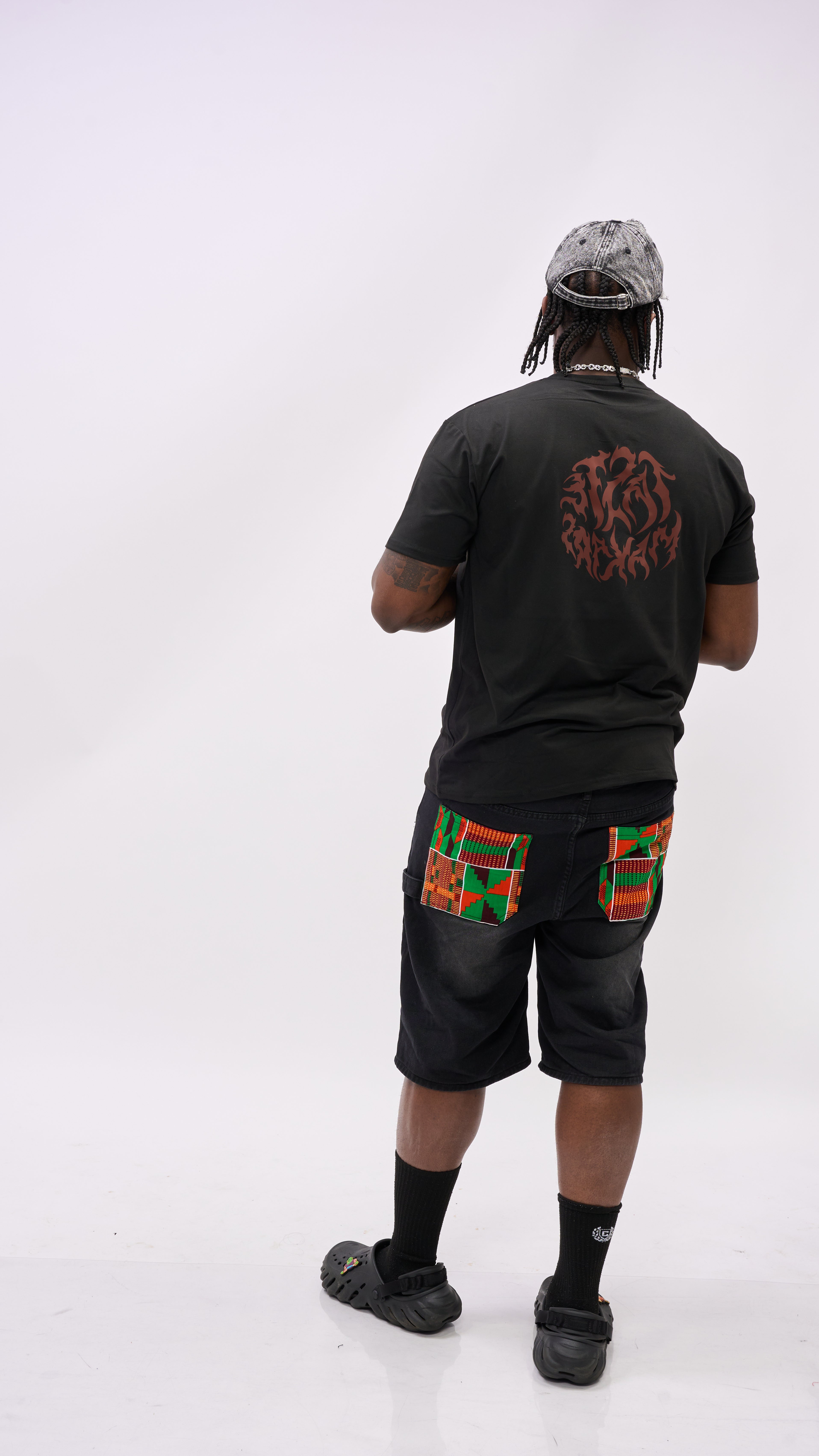 Kente Denim Shorts
