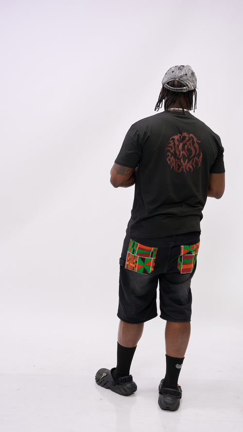 Kente Denim Shorts