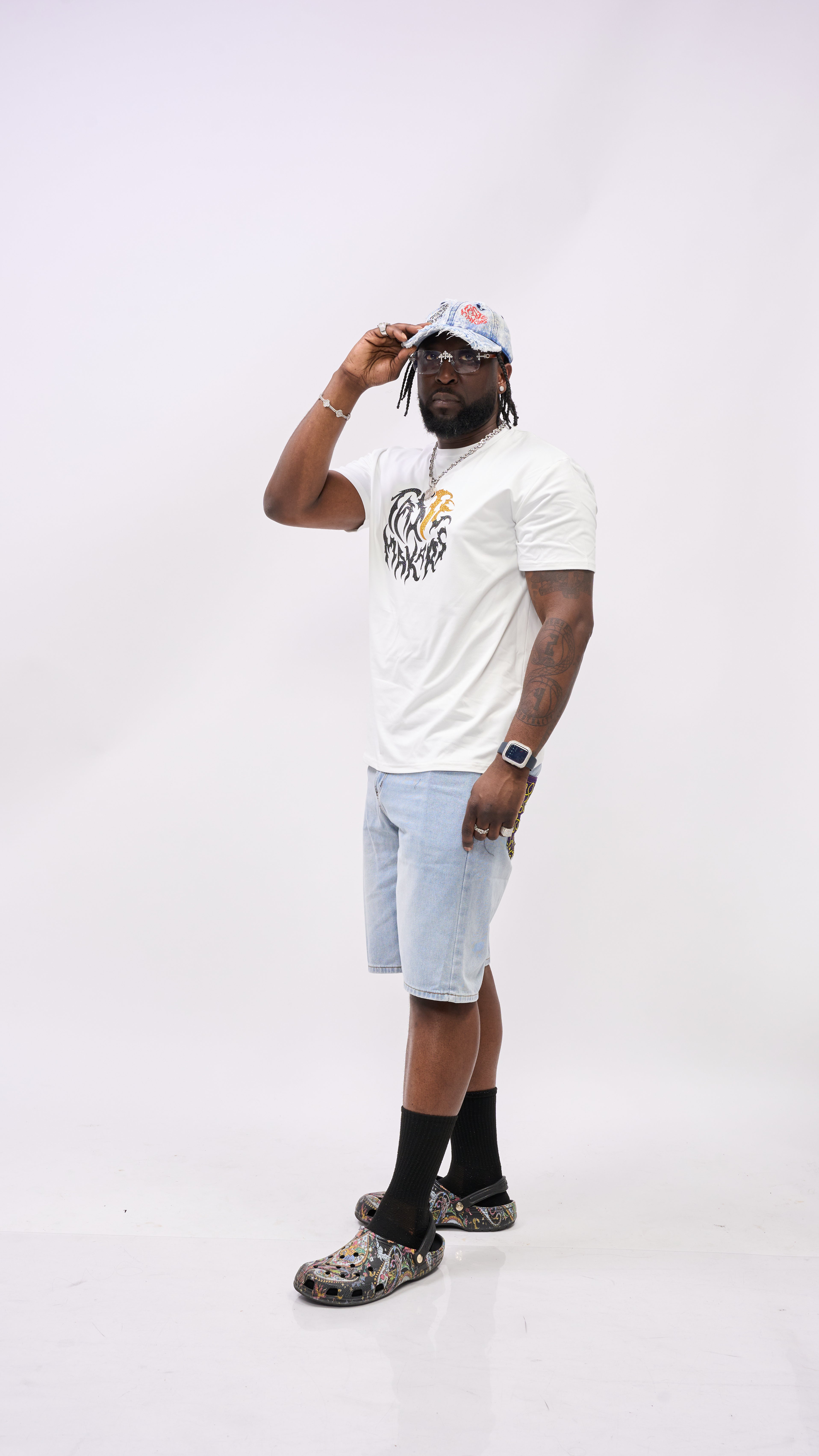 Kente Denim Shorts