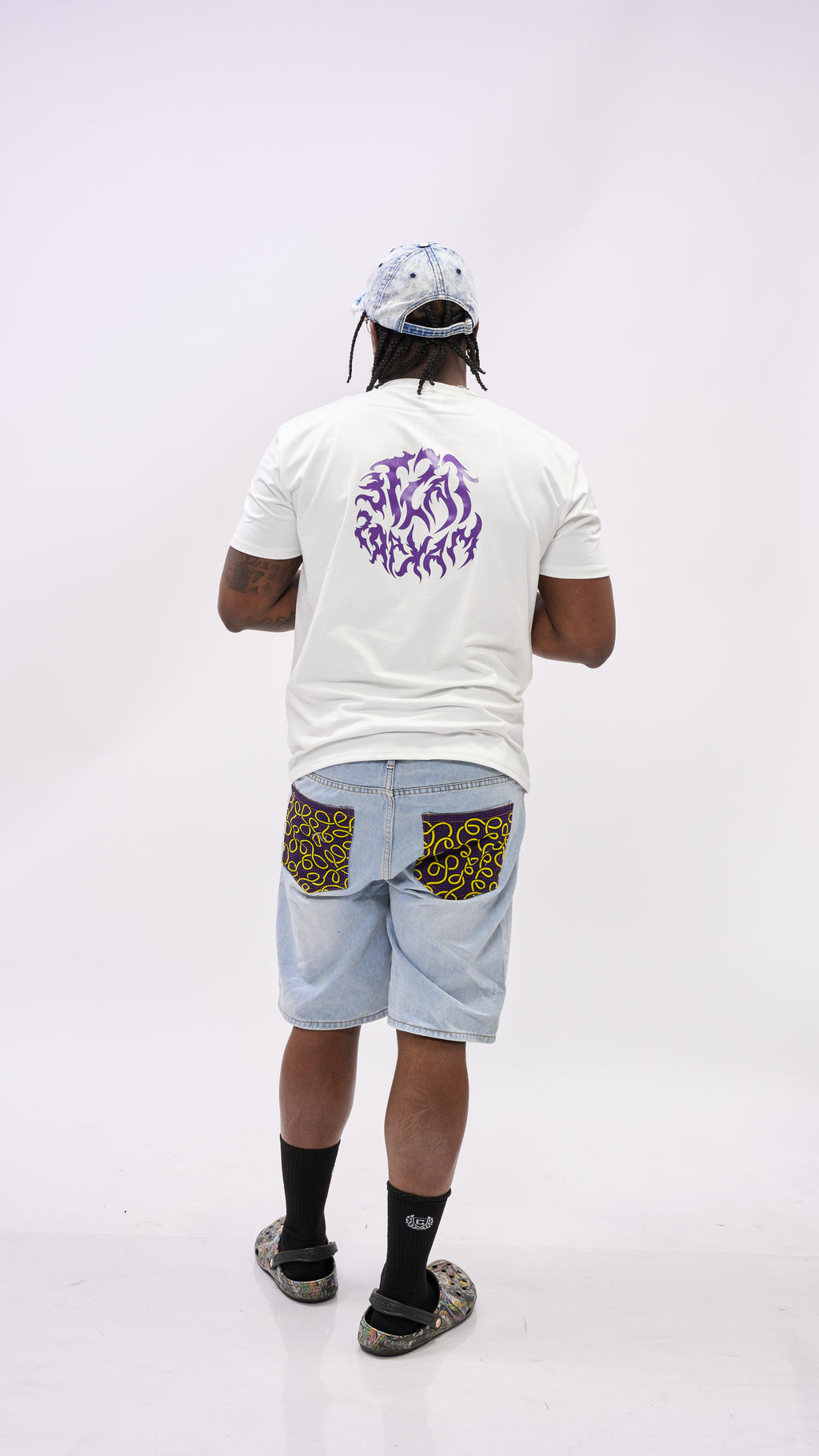 Kente Denim Shorts