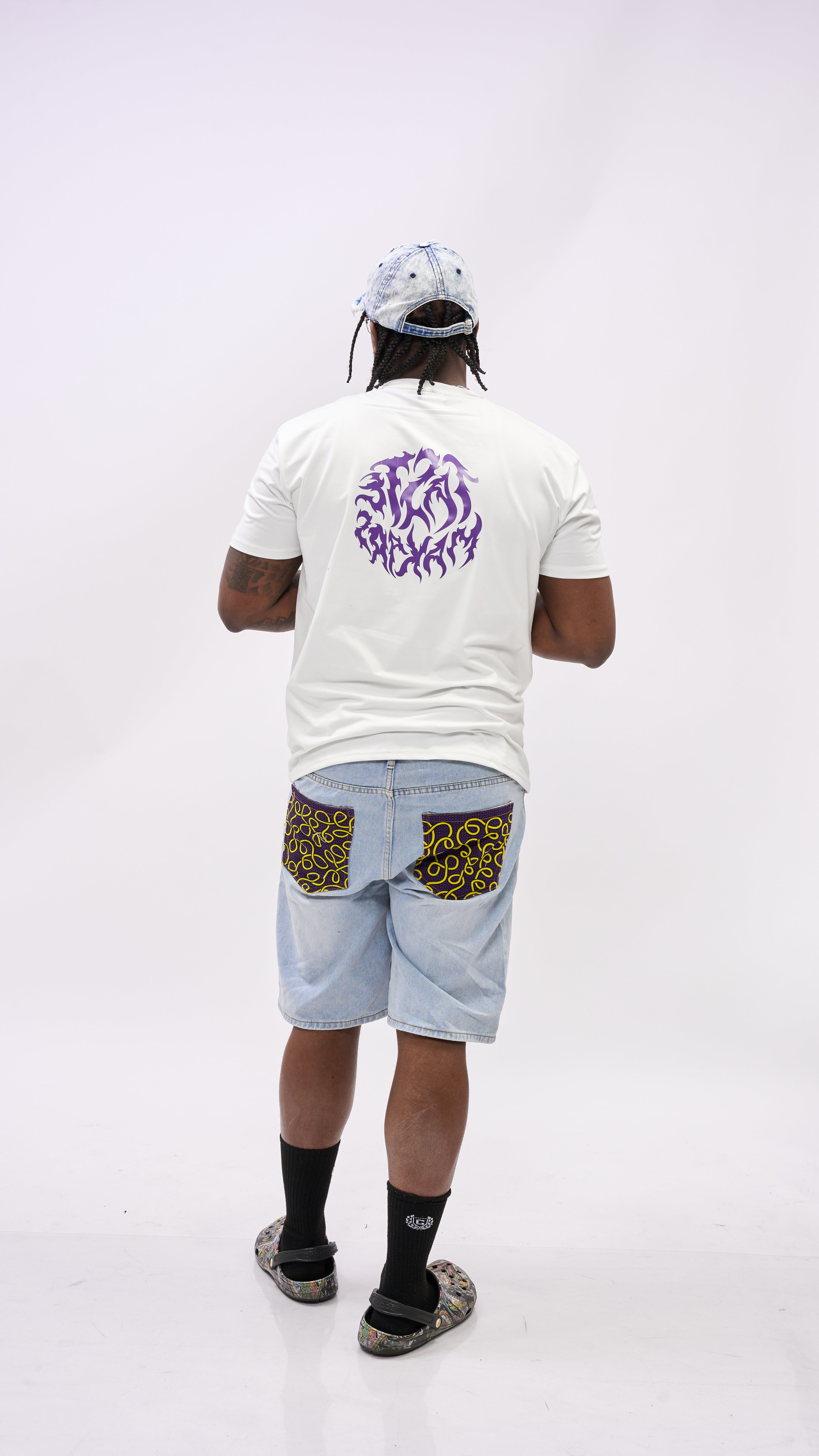 Kente Denim Shorts